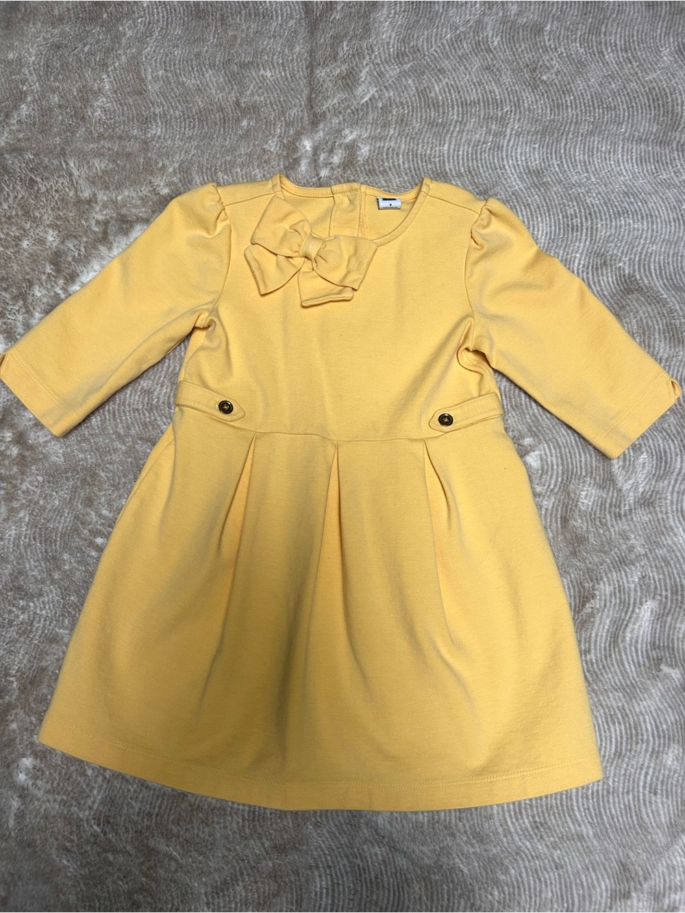 Janie and Jack Lemon Yellow Bow-Front Pleated Dress